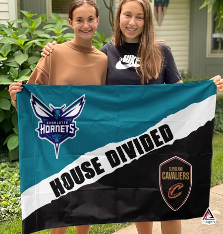 Hornets vs Cavaliers House Divided Flag, NBA House Divided Flag - Image 3