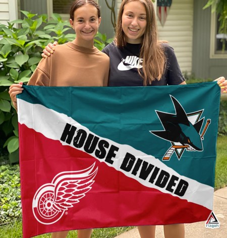 Red Wings vs Sharks House Divided Flag, NHL House Divided Flag - Image 3
