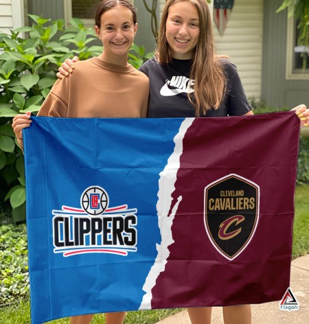 Clippers vs Cavaliers House Divided Flag, NBA House Divided Flag - Image 3