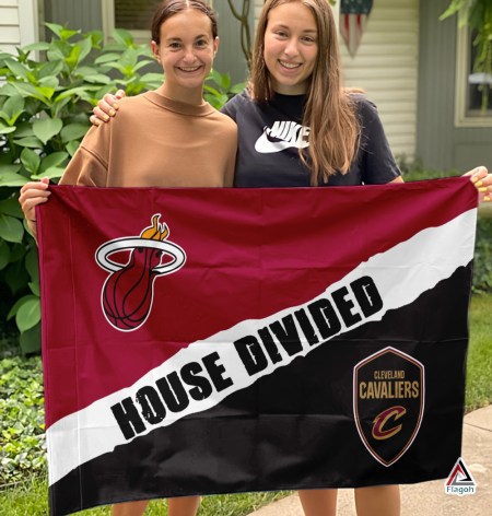 Heat vs Cavaliers House Divided Flag, NBA House Divided Flag - Image 3