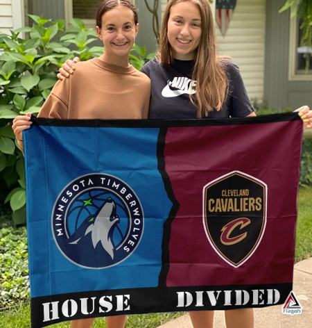 Timberwolves vs Cavaliers House Divided Flag, NBA House Divided Flag - Image 3