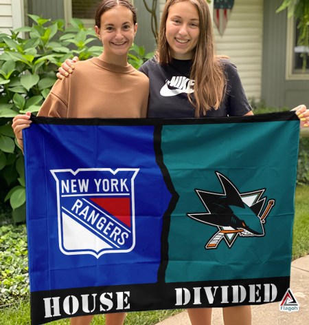 Rangers vs Sharks House Divided Flag, NHL House Divided Flag - Image 3