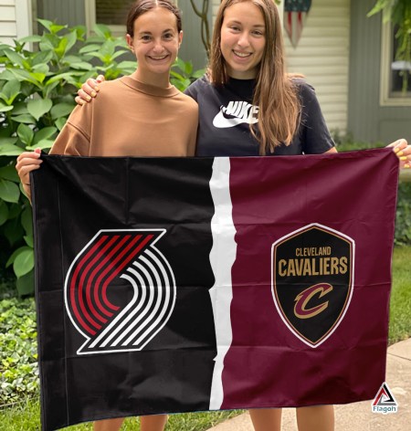 Trail Blazers vs Cavaliers House Divided Flag, NBA House Divided Flag - Image 3