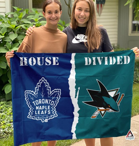 Maple Leafs vs Sharks House Divided Flag, NHL House Divided Flag - Image 3