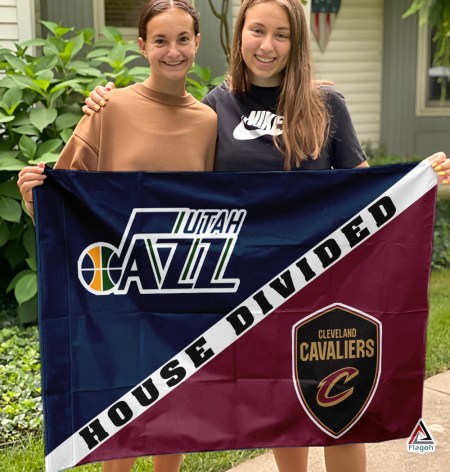 Jazz vs Cavaliers House Divided Flag, NBA House Divided Flag - Image 3