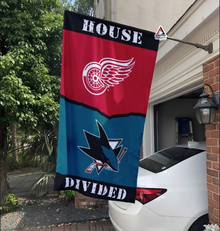 Red Wings vs Sharks House Divided Flag, NHL House Divided Flag - Image 2