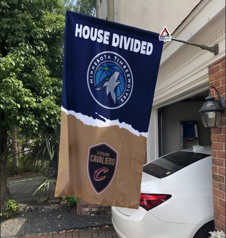 Timberwolves vs Cavaliers House Divided Flag, NBA House Divided Flag - Image 2
