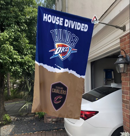 Thunder vs Cavaliers House Divided Flag, NBA House Divided Flag - Image 2