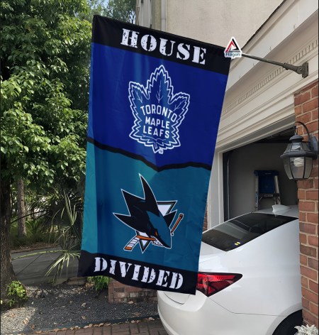 Maple Leafs vs Sharks House Divided Flag, NHL House Divided Flag - Image 2