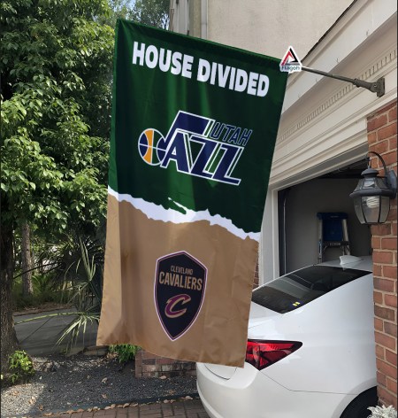 Jazz vs Cavaliers House Divided Flag, NBA House Divided Flag - Image 2