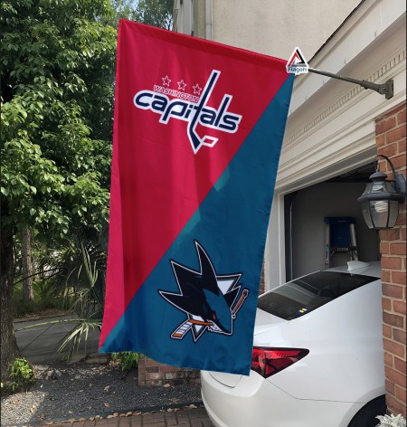 Capitals vs Sharks House Divided Flag, NHL House Divided Flag - Image 2