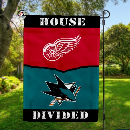 Red Wings vs Sharks House Divided Flag, NHL House Divided Flag