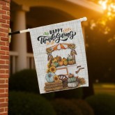 Happy Thanksgiving Garden Flag, Fall Outdoor Yard Decor