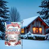 American Christmas Garden Flag Patriotic USA Holiday Decor