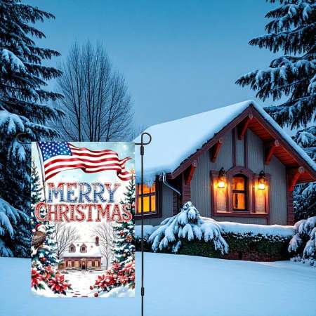 American Christmas Garden Flag Patriotic USA Holiday Decor