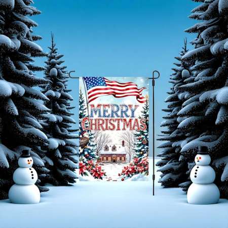 American Christmas Garden Flag Patriotic USA Holiday Decor
