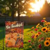 Be Thankful Double Sided Flag - Durable Fall Harvest Decor