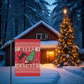Black Cat Garden Flag, Christmas Yard Banner