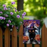 Black Cat Witch Flag for Halloween Garden Decor