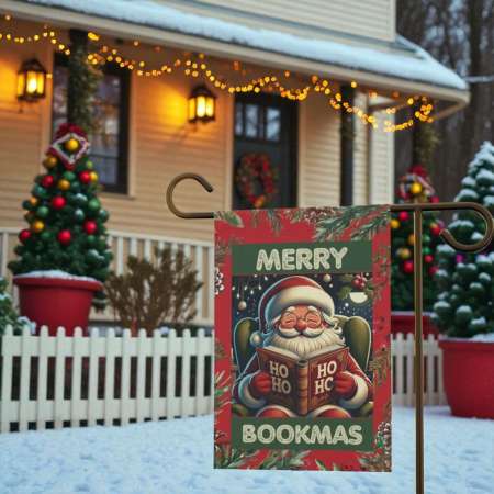 Book Lover Christmas Gift - Funny Santa Garden Flag