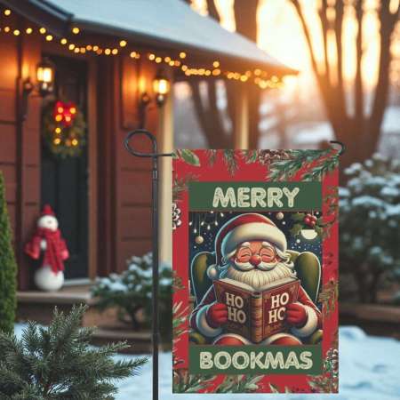 Book Lover Christmas Gift - Funny Santa Garden Flag
