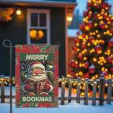Book Lover Christmas Gift, Funny Santa Garden Flag