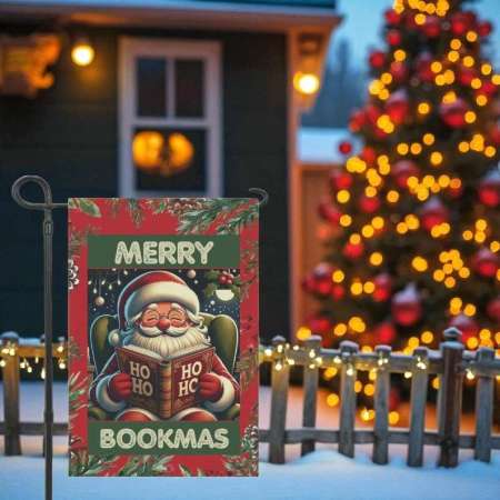 Book Lover Christmas Gift - Funny Santa Garden Flag