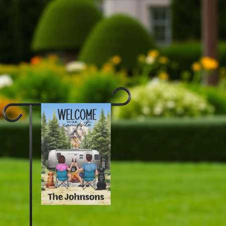 Camping Couple Gift Flag Personalized Camp Banner for Outdoor Lovers