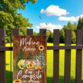 Camping Garden Flag with Rustic Camper and Sunflower Design