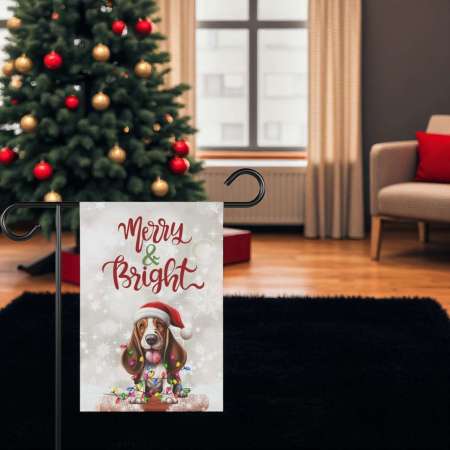Christmas Basset Hound Flag for Garden Holiday Decor | Festive Outdoor Style