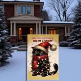Christmas Garden Flag Black Cat Holiday Decor | Festive Outdoor Sign