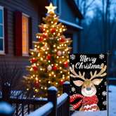 Christmas Reindeer Garden Flag - Whimsical Sublimation Design