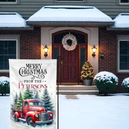 Christmas Truck Garden Flag – Personalized Holiday Decor