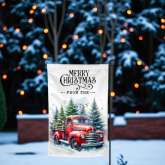Christmas Truck Garden Flag, Personalized Winter Tree Design
