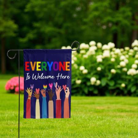 Everyone Is Welcome Garden Flag | LGBTQ Pride Flag
