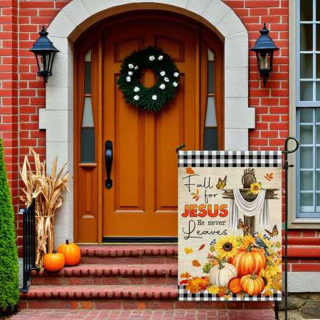 Fall Flag Thanksgiving and Halloween Garden Decor for Outdoors