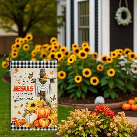 Fall Flag Thanksgiving and Halloween Garden Decor for Outdoors