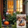 Fall Garden Flag for Halloween Decor | Whimsigoth Raven Design