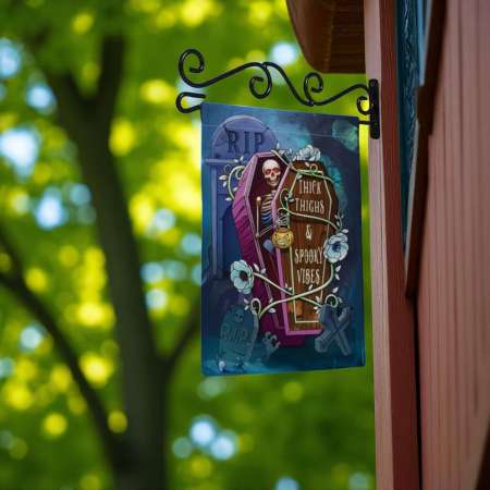 Funny Halloween Garden Flag for Outdoor Skeleton Decor