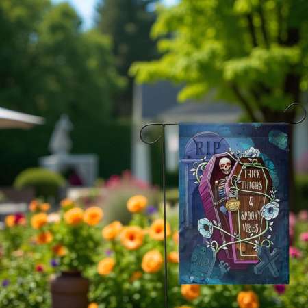 Funny Halloween Garden Flag for Outdoor Skeleton Decor