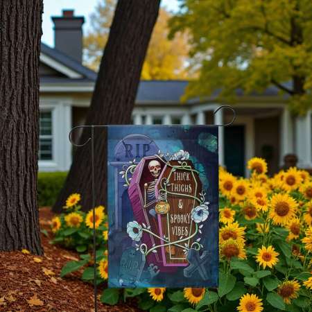 Funny Halloween Garden Flag for Outdoor Skeleton Decor