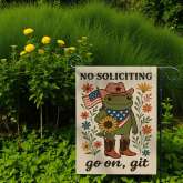 Funny No Soliciting Garden Flag with Frog | Patriotic Yard Decor