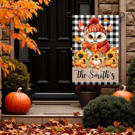 Fall Garden Flag Owl Design for Seasonal Outdoor Decoration