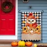 Fall Garden Flag Owl Design for Seasonal Outdoor Decoration