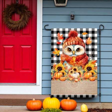 Fall Garden Flag Owl Design for Seasonal Outdoor Decoration