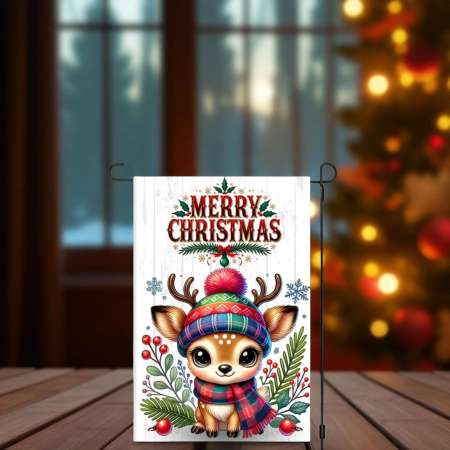 Garden Flag Reindeer Christmas Yard Sign Durable Festive Decor
