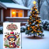 Garden Flag Reindeer Christmas Yard Sign Durable Festive Decor