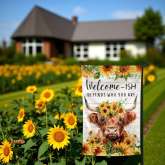 Garden Flag Sublimation Design Highland Cow Sunflowers | Unique Outdoor Decor