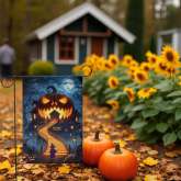 Halloween Garden Flag, Haunted Pumpkin Yard Decor