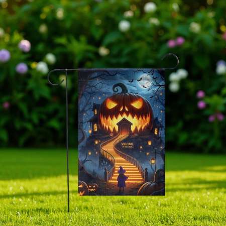 Halloween Garden Flag Haunted Pumpkin Yard Decor for Outdoors
